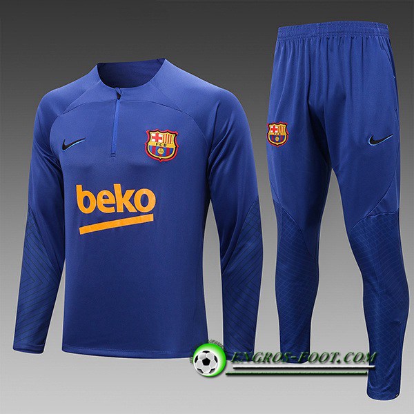 Ensemble Survetement de Foot FC Barcelone Enfant Bleu 2022/2023