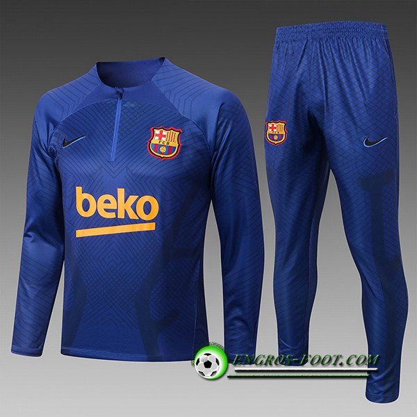 Ensemble Survetement de Foot FC Barcelone Enfant Bleu/Noir 2022/2023