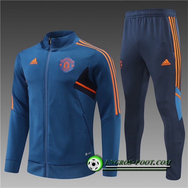 Ensemble Survetement de Foot - Veste Manchester United Enfant Bleu 2022/2023