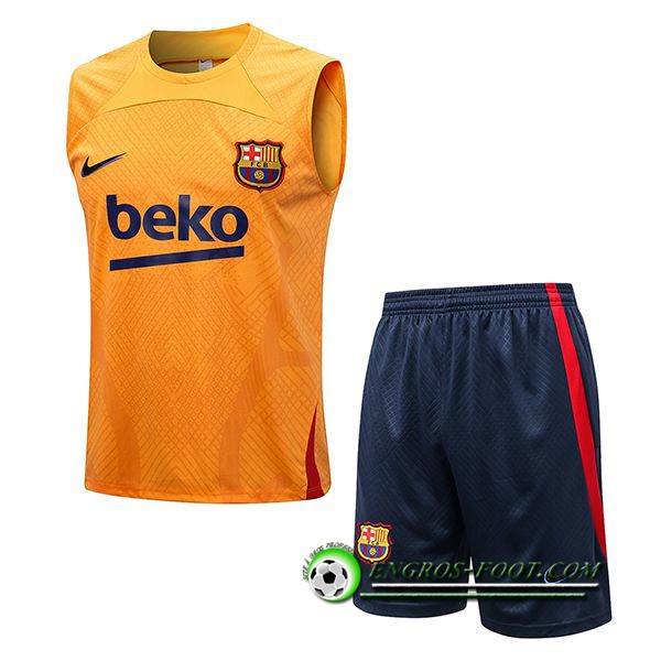 Ensemble Training Debardeur + Shorts FC Barcelone Orange 2022/2023