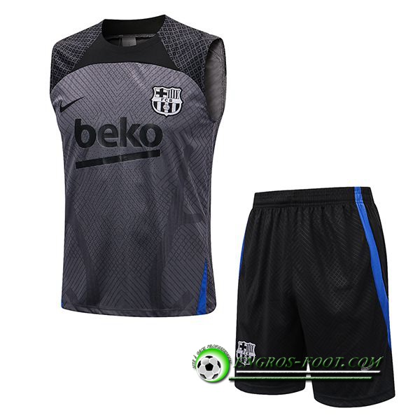 Ensemble Training Debardeur + Shorts FC Barcelone Noir/Gris 2022/2023