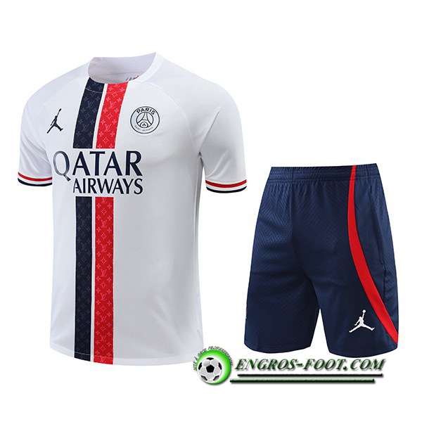 Ensemble Training T-Shirts + Shorts Jordan PSG Blanc 2022/2023