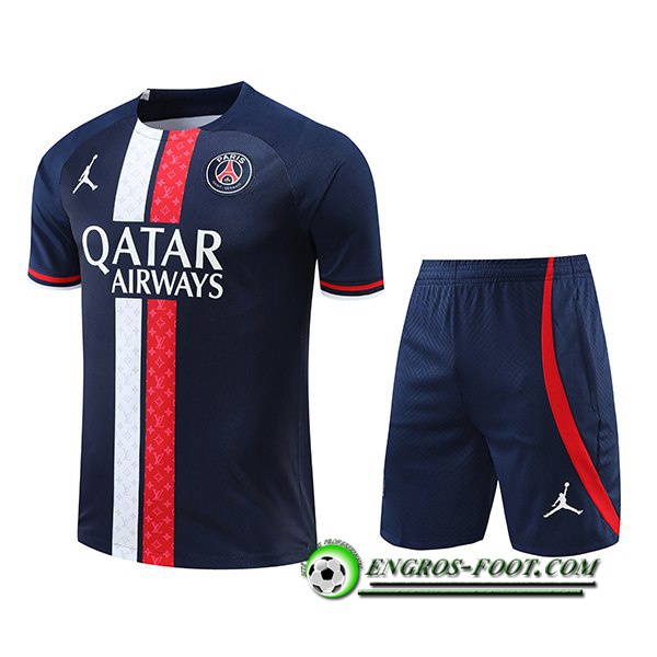 Ensemble Training T-Shirts + Shorts Jordan PSG Bleu 2022/2023