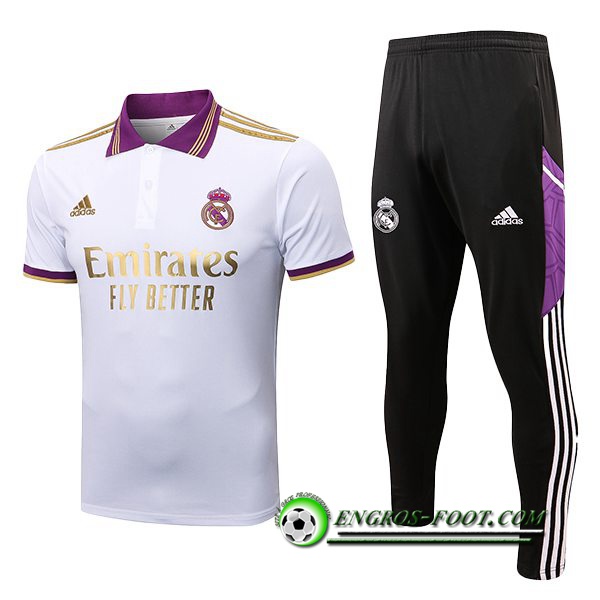 Ensemble Polo Foot Real Madrid + Pantalon Blanc 2022/2023