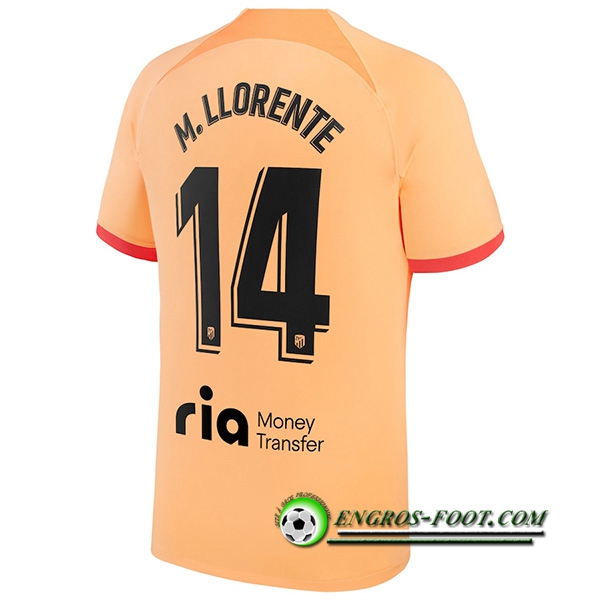 Maillot de Foot Atletico Madrid (M. LLORENTE #14) 2022/2023 Third