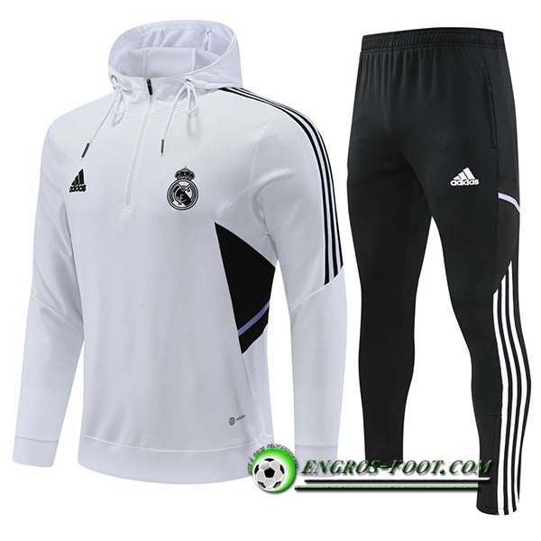 Ensemble Veste A Capuche Coupe-Vent Real Madrid Blanc 2022/2023