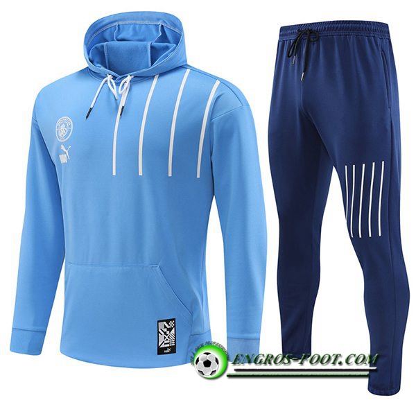 Ensemble Veste A Capuche Coupe-Vent Manchester City Bleu Clair 2022/2023