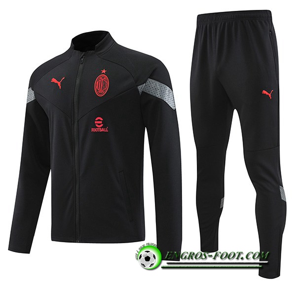 Ensemble Survetement de Foot - Veste Milan AC Noir 2022/2023