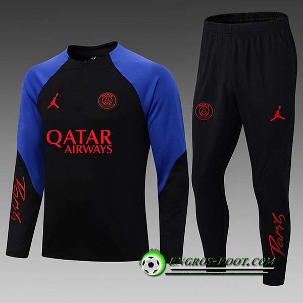 Ensemble Survetement de Foot Jordan PSG Enfant Noir/Bleu 2022/2023