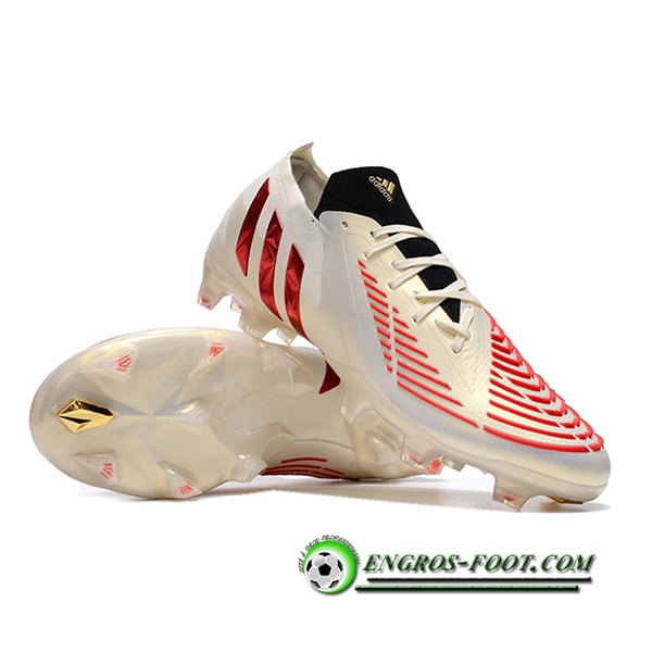 Adidas Chaussures de Foot PREDATOR EDGE.1 LOW FG Doré/Rouge