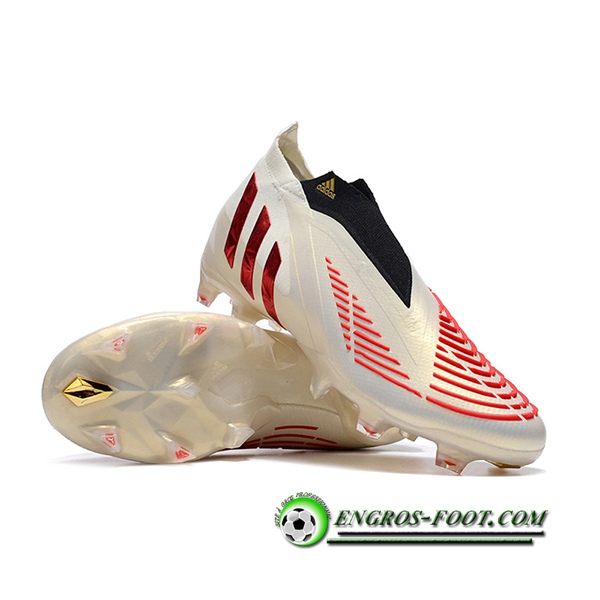 Adidas Chaussures de Foot Predator Edge Geometric+ FG Doré/Rouge