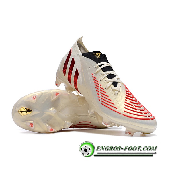 Adidas Chaussures de Foot Predator Edge Geometric.1 FG Doré/Rouge