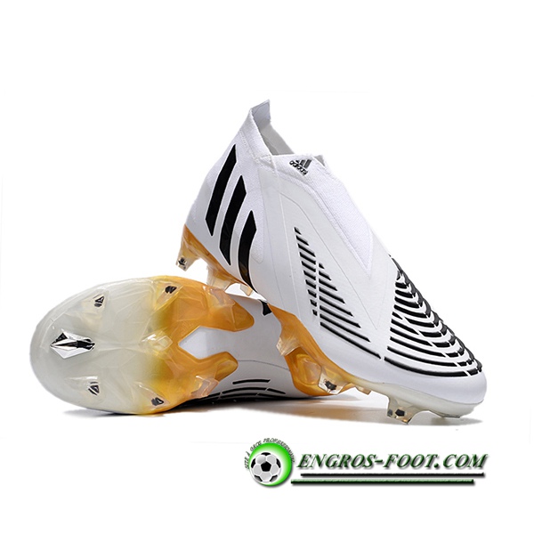 Adidas Chaussures de Foot Predator Edge Geometric+ FG Blanc/Noir