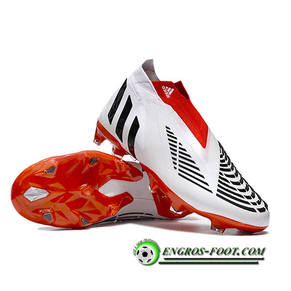 Adidas Chaussures de Foot Predator Edge+ FG Blanc/Noir