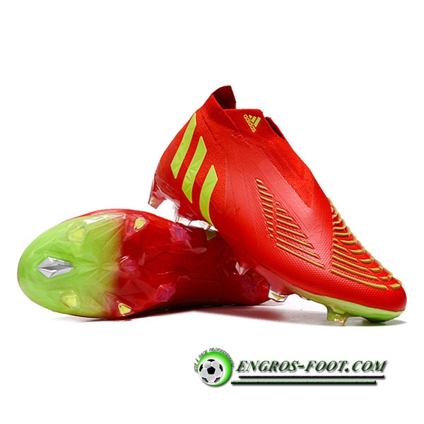 Adidas Chaussures de Foot Predator Edge+ FG Rouge/Jaune