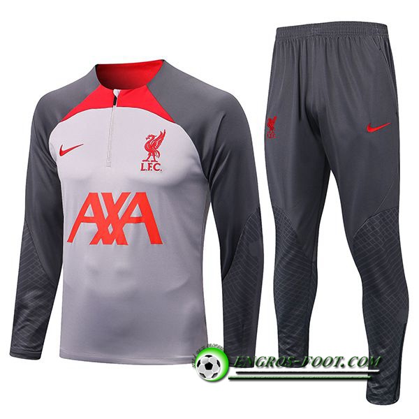 Ensemble Survetement de Foot FC Liverpool Gris Clair 2022/2023