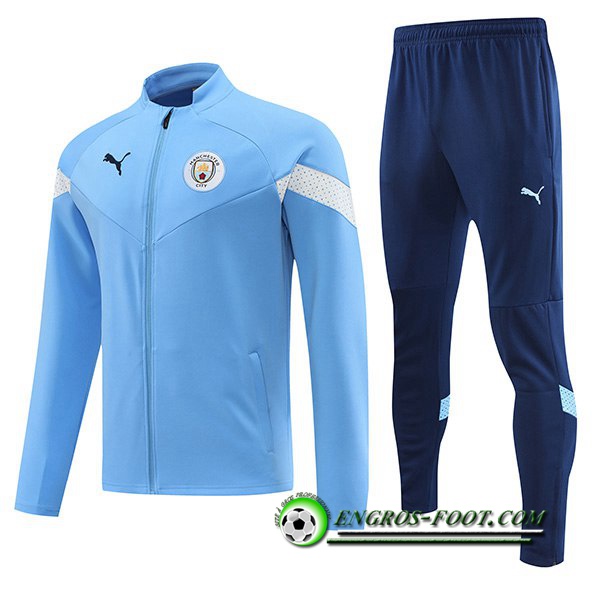 Ensemble Survetement de Foot - Veste Manchester City Bleu Clair 2022/2023