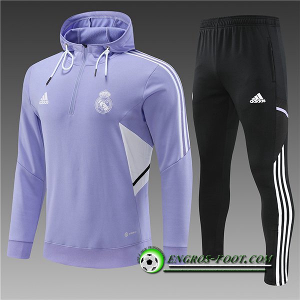 Ensemble Veste A Capuche Survetement de Foot Real Madrid Enfant Pourpre 2022/2023