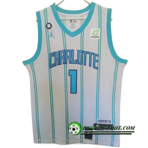 Maillot Charlotte Hornets (BALL #1) 2022/23 Blanc/Bleu