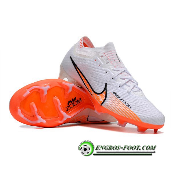 Nike Chaussures de Foot Air Zoom Mercurial Vapor XV Elite FG Blanc/Orange