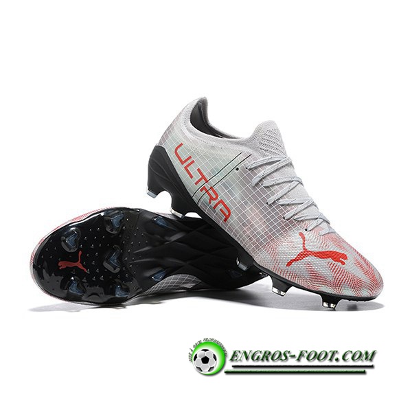 PUMA Chaussures de Foot Ultra 1.4 Instinct FG Gris/Rouge