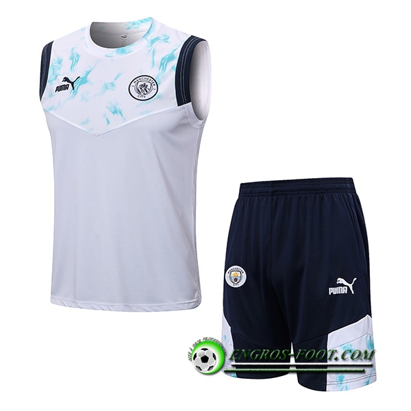 Ensemble Training T-Shirts + Shorts Manchester City Blanc 2022/2023