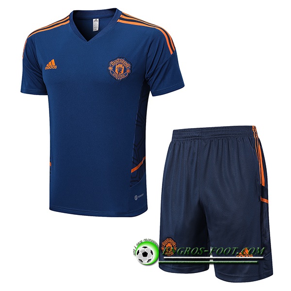 Ensemble Training T-Shirts + Shorts Manchester United Bleu Marine 2022/2023