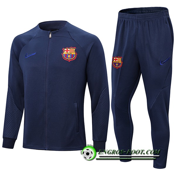 Ensemble Survetement de Foot FC Barcelone Bleu Marine 2022/2023