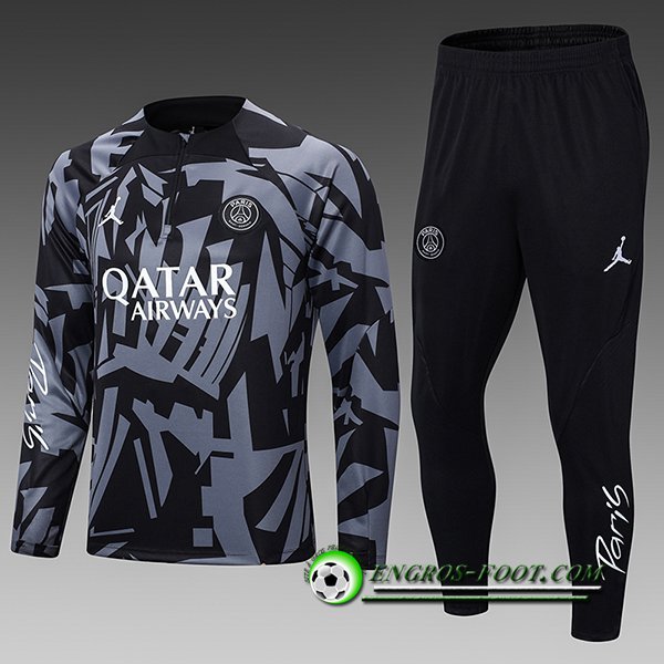 Ensemble Survetement de Foot Jordan PSG Enfant Noir/Gris 2022/2023