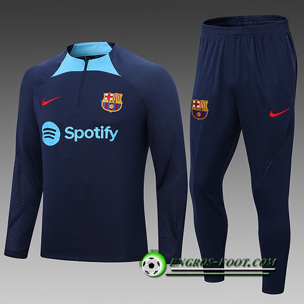 Ensemble Survetement de Foot FC Barcelone Enfant Bleu Marine 2022/2023