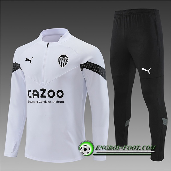 Ensemble Survetement de Foot Valencia Enfant Blanc 2022/2023