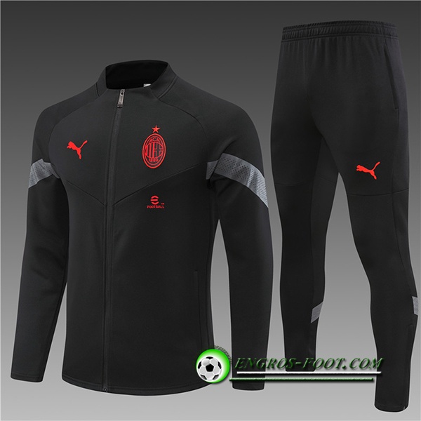 Ensemble Survetement de Foot - Veste Milan AC Enfant Noir 2022/2023