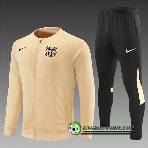 Ensemble Survetement de Foot - Veste FC Barcelone Enfant Beige 2022/2023