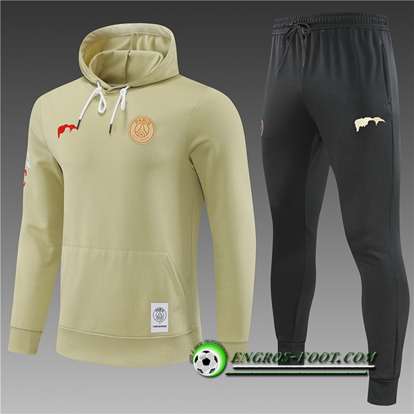 Ensemble Veste A Capuche Survetement de Foot PSG Enfant Beige 2022/2023