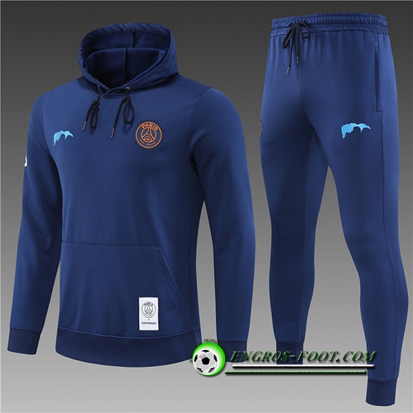 Ensemble Veste A Capuche Survetement de Foot PSG Enfant Bleu Marine 2022/2023