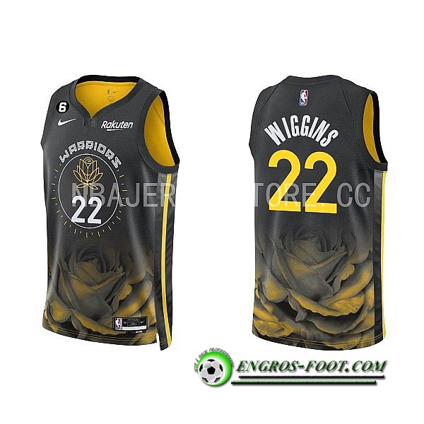 Maillot Golden State Warriors(WIGGINS #22) 2022/23 Noir/Jaune