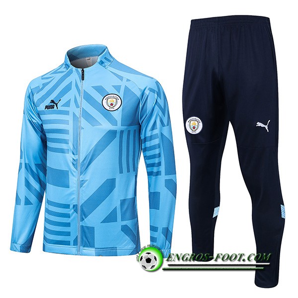 Ensemble Survetement de Foot - Veste Manchester City Bleu Clair 2022/2023