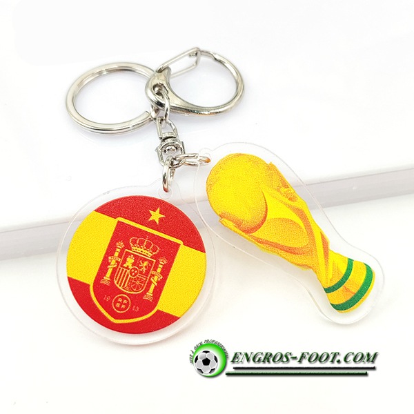 Nouveau Porte-clés Arrondir Coupe Du Monde 2022 + Espagne Jaune/Rouge