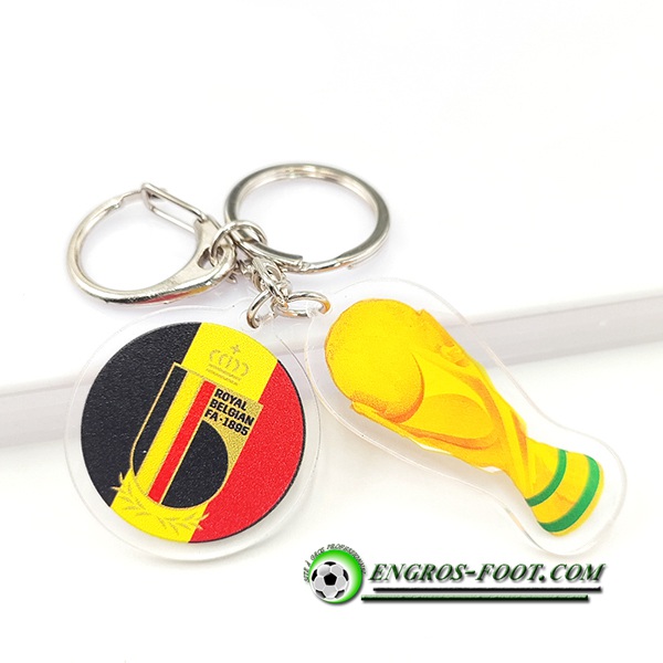 Nouveau Porte-clés Arrondir Coupe Du Monde 2022 + Belgique Noir/Jaune/Rouge