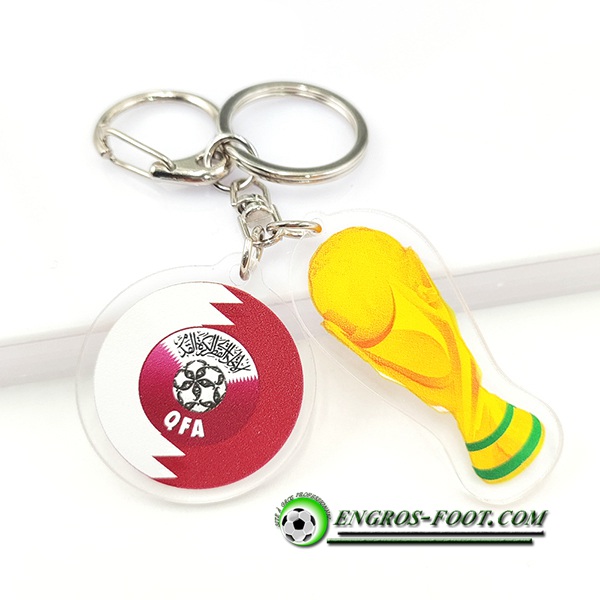 Nouveau Porte-clés Arrondir Coupe Du Monde 2022 + Qatar Blanc/Brune