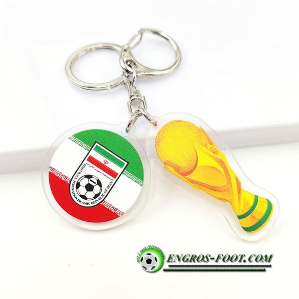 Nouveau Porte-clés Arrondir Coupe Du Monde 2022 + L'Iran Vert/Blanc/Rouge