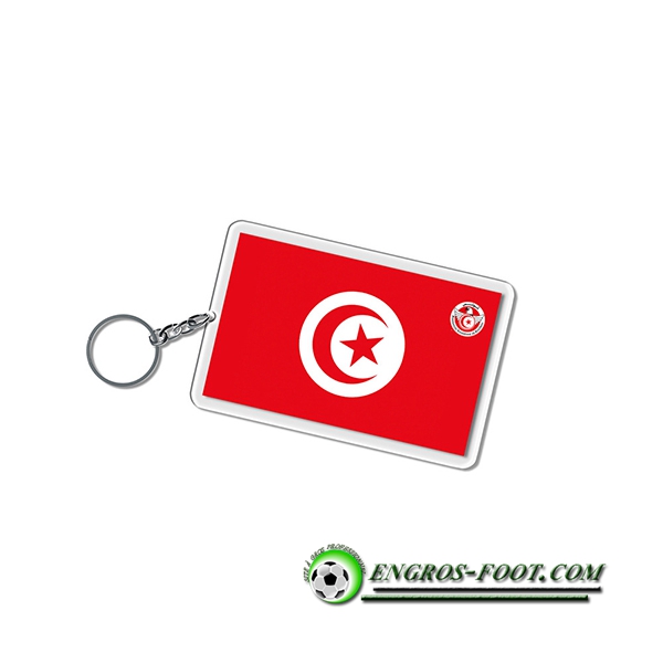 Nouveau Porte-clés Carré Coupe Du Monde 2022 Tunisie Rouge/Blanc