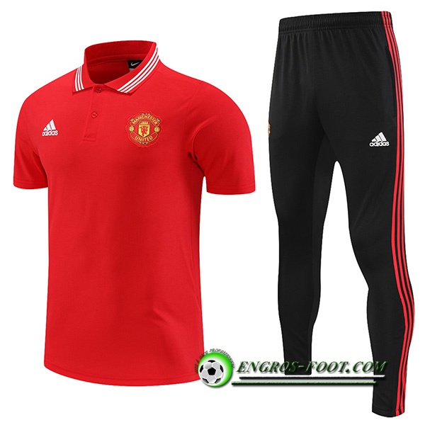 Ensemble Polo Foot Manchester United Rouge 2022/2023