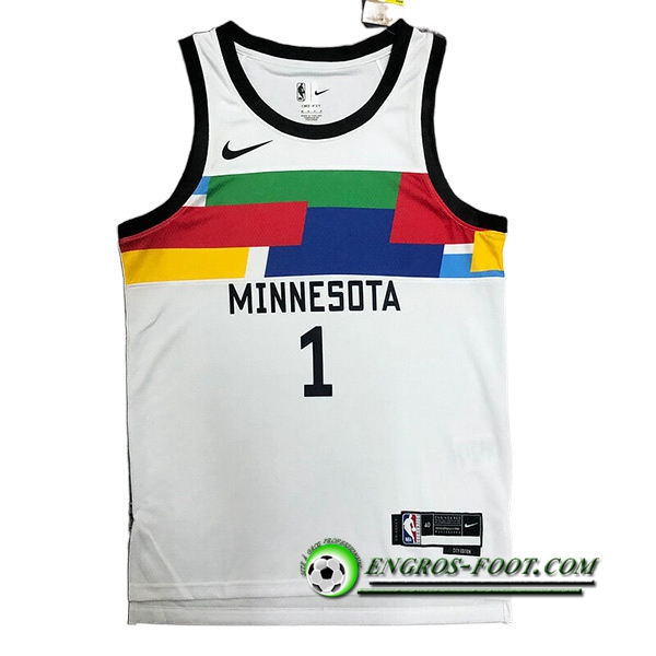 Maillot Minnesota Timberwolves (EDWARDS #1) 2022/23 Blanc