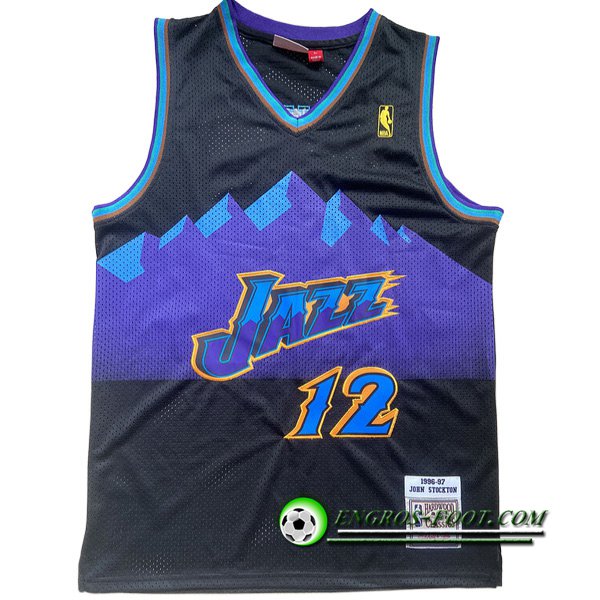 Maillot Utah Jazz (STOCKTON #12) 2022/23 Noir/Pourpre