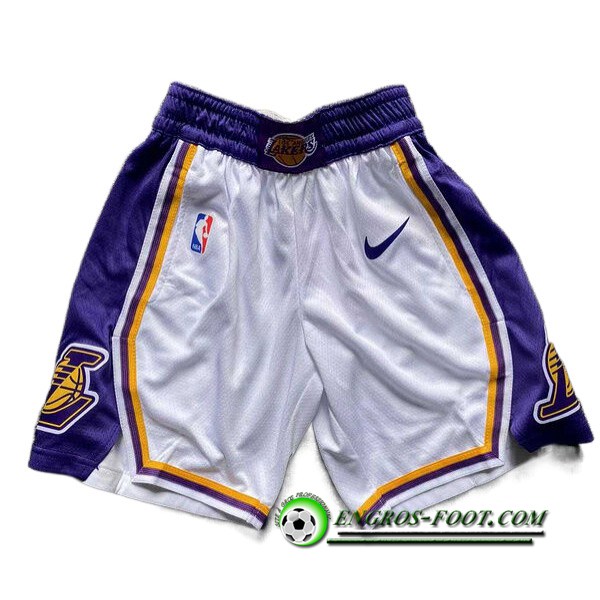 Shorts NBA Los Angeles Lakers Blanc/Pourpre