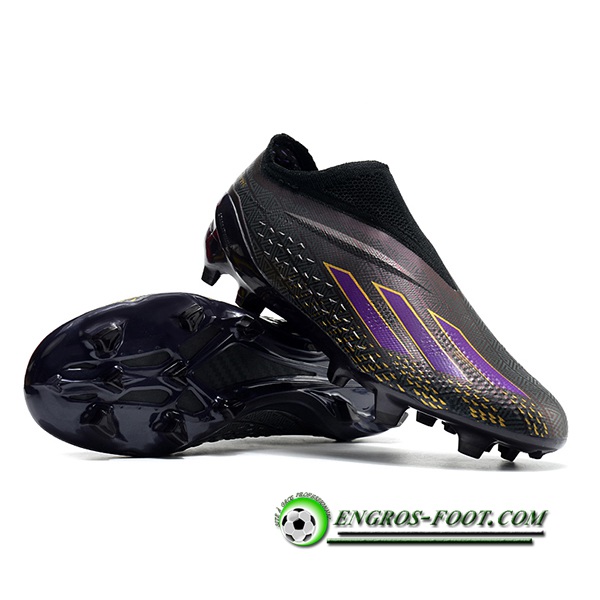 Adidas Chaussures de Foot X Speedportal .1 2022 World Cup Boots FG Noir/Pourpre -02