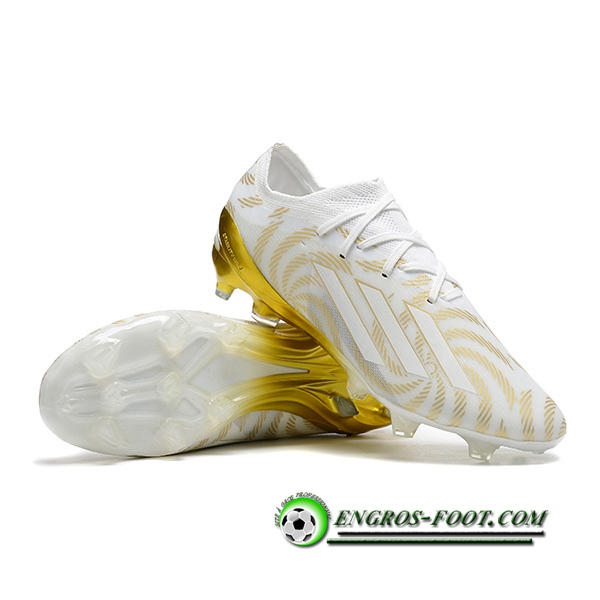 Adidas Chaussures de Foot X Speedportal .1 2022 World Cup Boots FG Blanc/Doré