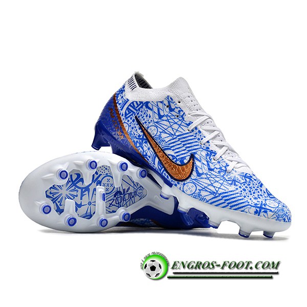 Nike Chaussures de Foot Air Zoom Mercurial Low Gang Vapor XV Elite FG Bleu/Blanc