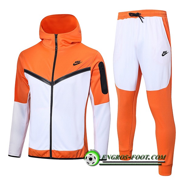 Ensemble Veste A Capuche Coupe-Vent NIKE Blanc/Orange 2022/2023